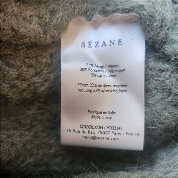 NWT Sezane Paris Gilet Basile cardigan sweater in khaki green size L - Picture 10 of 12
